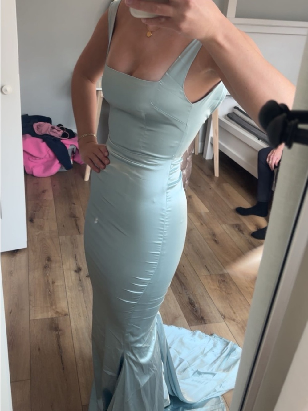 Sherri Hill Sage Green Fitted Mermaid Maxi Dress